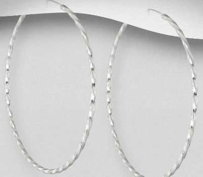 925 Sterling Silver Twist Hoop Earrings