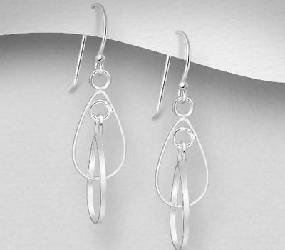 925 Sterling Silver Pear-Shaped Hook Earrings