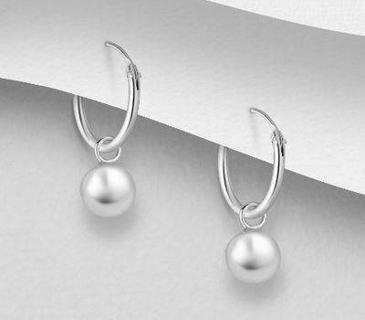 925 Sterling Silver Ball Hoop Earrings