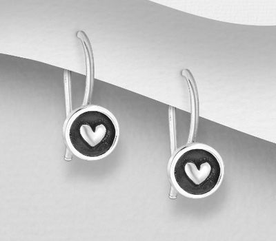 925 Sterling Silver Heart Hook Earrings