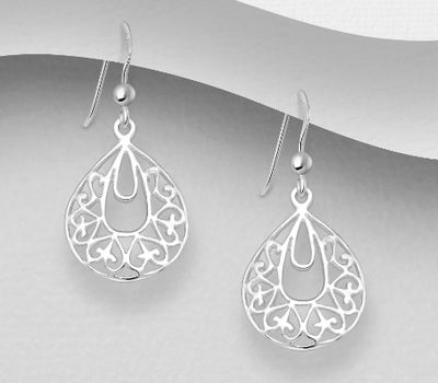 925 Sterling Silver Heart Hook Earrings