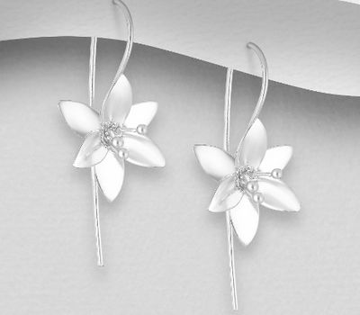 925 Sterling Silver Handmade Flower Hook Earrings
