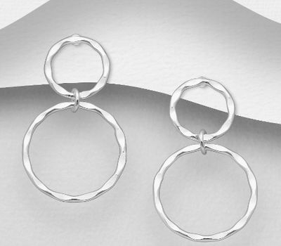 925 Sterling Silver Circle and Links Push-Back Earrings