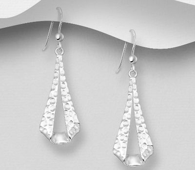 925 Sterling Silver Hammered Hook Earrings