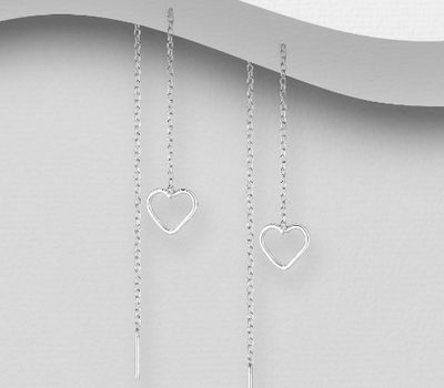 925 Sterling Silver Heart Threader Earrings