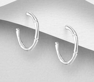 925 Sterling Silver Bamboo Push-Back Earrings