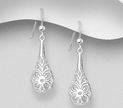 Malın səhifəsinə keç 925 Sterling Silver Filigree Hook Earrings