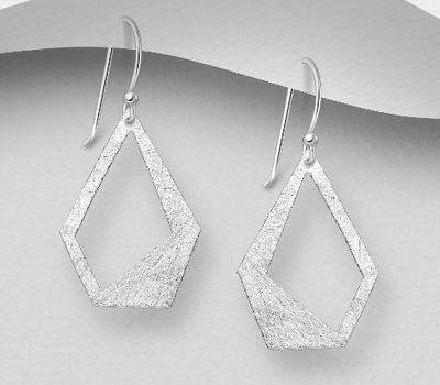 Malın səhifəsinə keç 925 Sterling Silver Abstract Matt Brush-Finish Hook Earrings