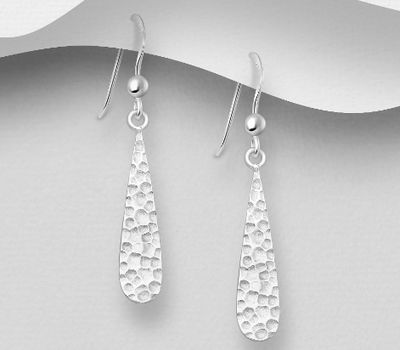 925 Sterling Silver Textured Hook Earrings