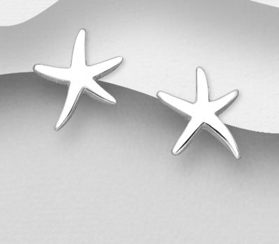 925 Sterling Silver Starfish Push-Back Earrings