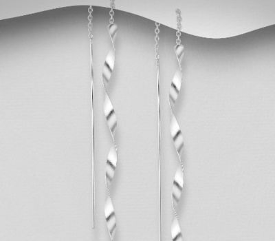 925 Sterling Silver Twist Spiral Threader Earrings