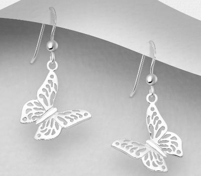 925 Sterling Silver Butterfly Hook Earrings