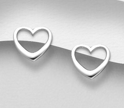 925 Sterling Silver Push-Back Heart Earrings