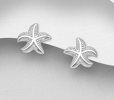 925 Sterling Silver Starfish Push-Back Earrings