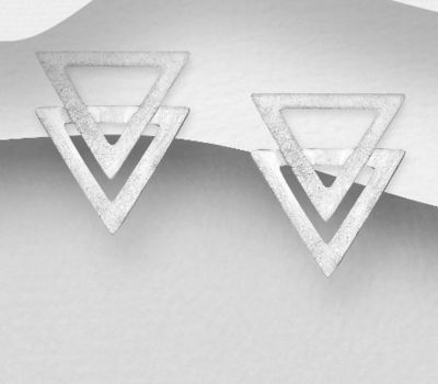 925 Sterling Silver Triangle Push-Back Earrings