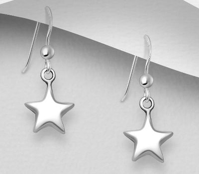 925 Sterling Silver Star Hook Earrings