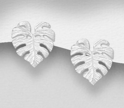 925 Sterling Silver Leaf Push-Back Earrings