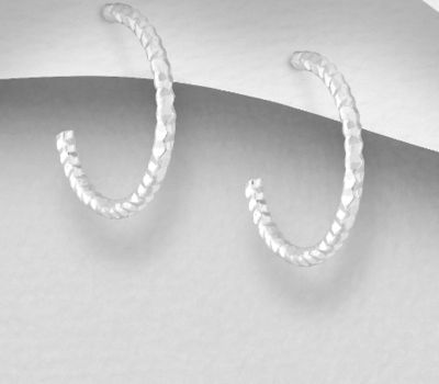 925 Sterling Silver Semi-Circle Push-Back Earrings