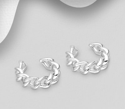 925 Sterling Silver Links Ear Cuffs