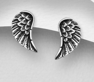 Malın səhifəsinə keç 925 Sterling Silver Wings Push-Back Earrings