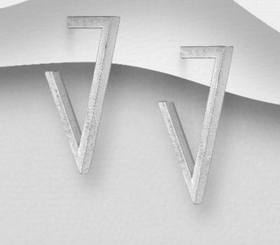Malın səhifəsinə keç 925 Sterling Silver Matt Triangle Push-Back Hoop Earrings
