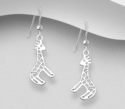 925 Sterling Silver Giraffe Hook Earrings