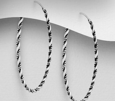 Malın səhifəsinə keç 925 Sterling Silver Oxidized Twisted Hoop Earrings