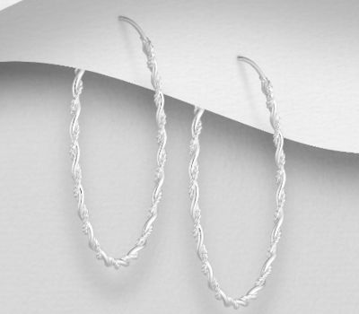 925 Sterling Silver Twisted Hoop Earrings