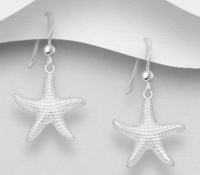 925 Sterling Silver Starfish Hook Earrings
