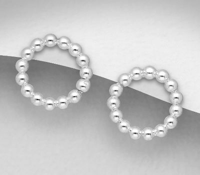 925 Sterling Silver Ball & Circle Push-Back Earrings