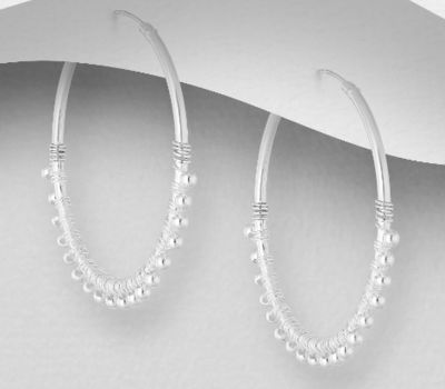 925 Sterling Silver Ball Hoop Earrings