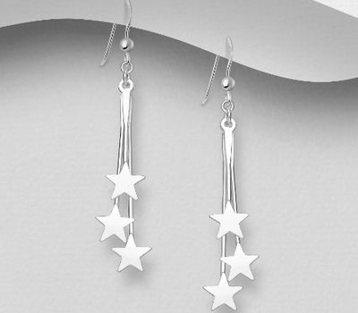 925 Sterling Silver Star Hook Earrings