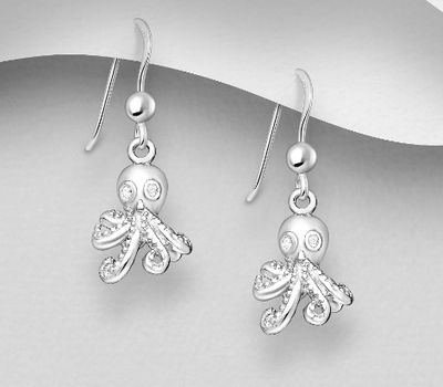 925 Sterling Silver Octopus Earrings