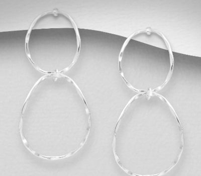 925 Sterling Silver Oval Links Push-Back Earrings