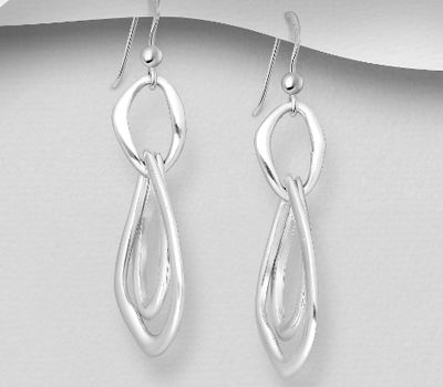 925 Sterling Silver Hoop links Hook Earrings