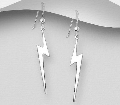 925 Sterling Silver Lightning Hook Earrings