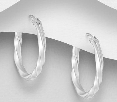 925 Sterling Silver Twist Hoop Earrings