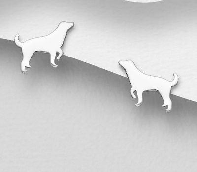 925 Sterling Silver Dog Push-Back Earrings