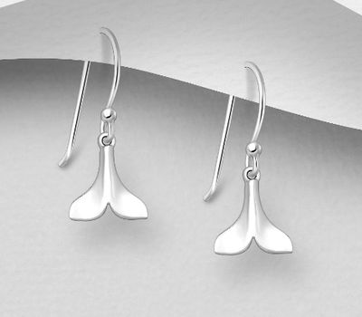 925 Sterling Silver Whale Tail Hook Earrings
