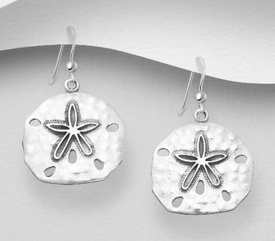 925 Sterling Silver Sand Dollar Hook Earrings