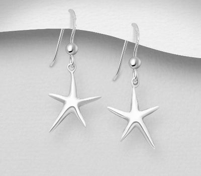 925 Sterling Silver Starfish Hook Earrings