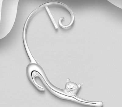 925 Sterling Silver Cat Push-Back and Ear Cuffs