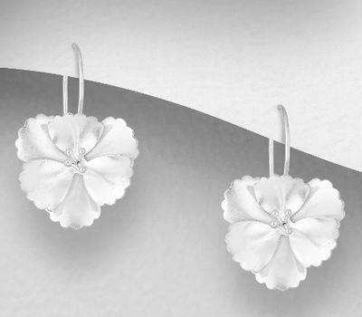 925 Sterling Silver Flower Hook Earrings