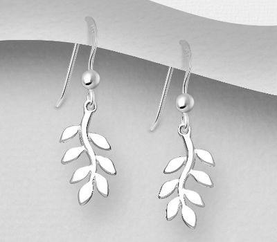 925 Sterling Silver Leaf Hook Earrings