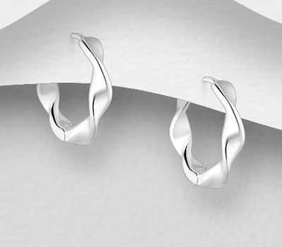 925 Sterling Silver Twist Hoop Earrings