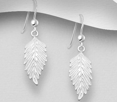925 Sterling Silver Leaf Hook Earrings