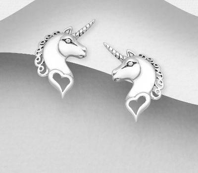925 Sterling Silver Unicorn Push-Back Earrings
