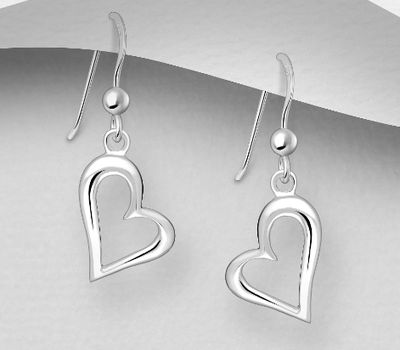 925 Sterling Silver Heart Hook Earrings