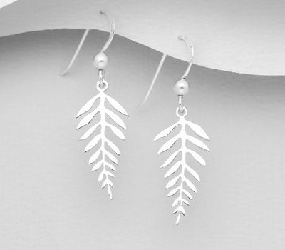 925 Sterling Silver Leaf Hook Earrings