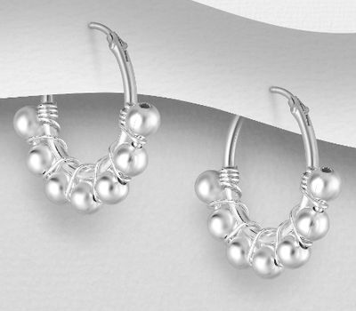 925 Sterling Silver Ball Hoop Earrings